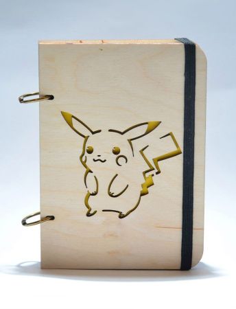 Деревянный блокнот с логотипом Pokemon - Pikachu