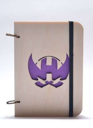 Деревянный блокнот с логотипом Hawkeye