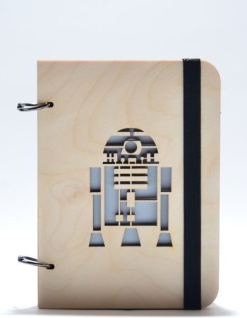 Деревянный блокнот с логотипом R2-D2 