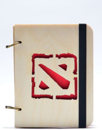Деревянный блокнот с логотипом DOTA 